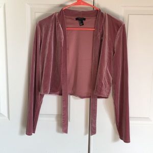Forever 21 Pink Velvet Cardigan